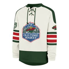 Minnesota Wild '47 Pond Hockey Trio Eternal Lacer Sweatshirt - Cream Sweatshirts