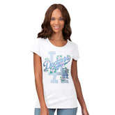 Los Angeles Dodgers G-III 4Her by Carl Banks Women's Floral Endzone T-Shirt White