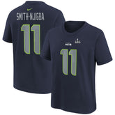 Jaxon Smith-Njigba Seattle Seahawks Youth Super Bowl LX Patch Name & Number T-Shirt - College Navy on sale