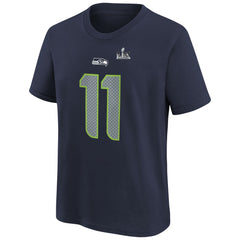 Jaxon Smith-Njigba Seattle Seahawks Youth Super Bowl LX Patch Name & Number T-Shirt - College Navy on sale
