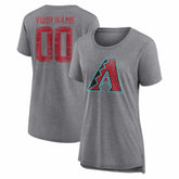 Arizona Diamondbacks Women's Heritage Personalized Any Name & Number Tri-Blend T-Shirt Gray
