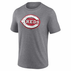 Cincinnati Reds Heritage Personalized Any Name & Number Tri-Blend T-Shirt Gray