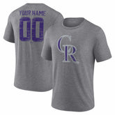 Colorado Rockies Heritage Personalized Any Name & Number Tri-Blend T-Shirt Gray