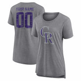 Colorado Rockies Women's Heritage Personalized Any Name & Number Tri-Blend T-Shirt Gray