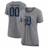 Detroit Tigers Women's Heritage Personalized Any Name & Number Tri-Blend T-Shirt Gray