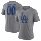 Los Angeles Dodgers Heritage Personalized Any Name & Number Tri-Blend T-Shirt Gray