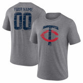 Minnesota Twins Heritage Personalized Any Name & Number Tri-Blend T-Shirt Gray