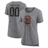 San Francisco Giants Women's Heritage Personalized Any Name & Number Tri-Blend T-Shirt Gray