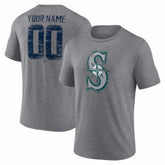 Seattle Mariners Heritage Personalized Any Name & Number Tri-Blend T-Shirt Gray