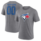 Toronto Blue Jays Heritage Personalized Any Name & Number Tri-Blend T-Shirt Gray