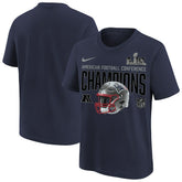 New England Patriots Youth 2025 AFC Champions Glory Shield Helmet T-Shirt - Navy cheap