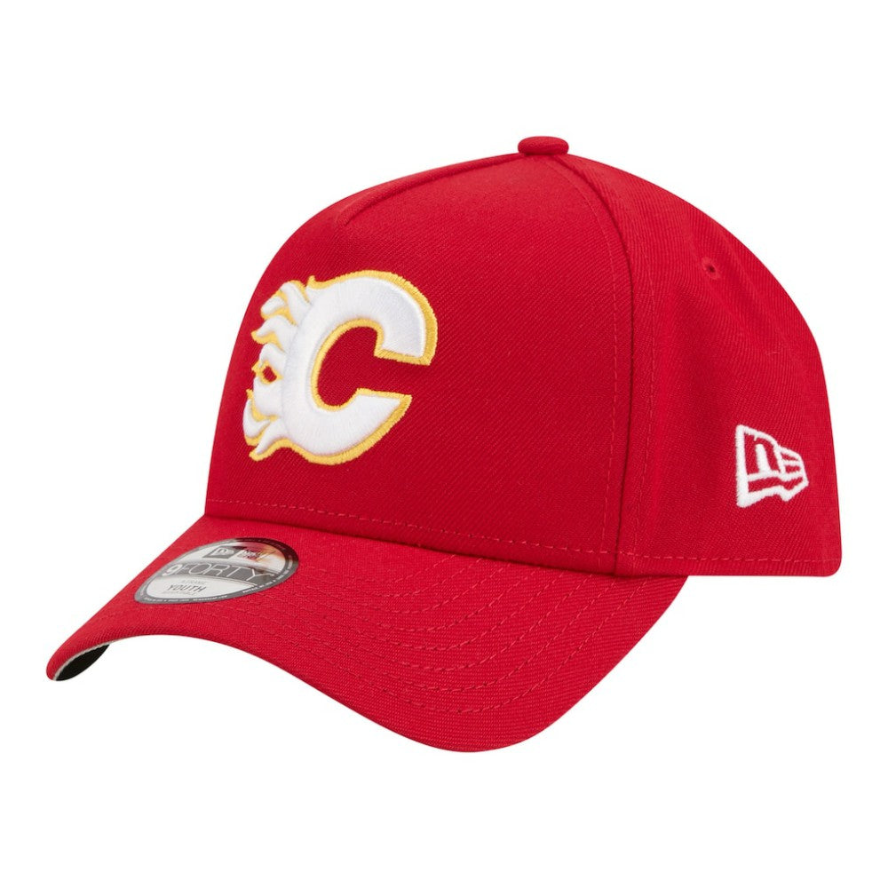 Calgary Flames New Era Youth 9FORTY A-Frame Adjustable Hat - Red Hats