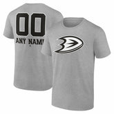 Anaheim Ducks Big & Tall Personalized Name & Number Monochrome T-Shirt - Gray T-shirts