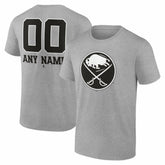 Buffalo Sabres Big & Tall Personalized Name & Number Monochrome T-Shirt - Gray T-shirts