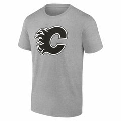 Calgary Flames Big & Tall Personalized Name & Number Monochrome T-Shirt - Gray T-shirts