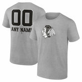 Chicago Blackhawks Big & Tall Personalized Name & Number Monochrome T-Shirt - Gray T-shirts