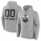 Edmonton Oilers Big & Tall Personalized Name & Number Monochrome Pullover Hoodie - Gray Hoodies