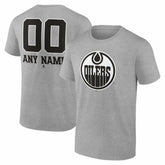 Edmonton Oilers Big & Tall Personalized Name & Number Monochrome T-Shirt - Gray T-shirts