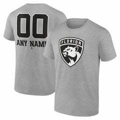 Florida Panthers Big & Tall Personalized Name & Number Monochrome T-Shirt - Gray T-shirts