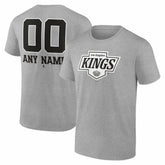 Los Angeles Kings Big & Tall Personalized Name & Number Monochrome T-Shirt - Gray T-shirts