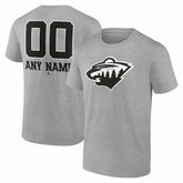 Minnesota Wild Big & Tall Personalized Name & Number Monochrome T-Shirt - Gray T-shirts