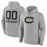 Montreal Canadiens Big & Tall Personalized Name & Number Monochrome Pullover Hoodie - Gray Hoodies