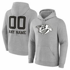 Nashville Predators Big & Tall Personalized Name & Number Monochrome Pullover Hoodie - Gray Hoodies