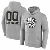 New York Islanders Big & Tall Personalized Name & Number Monochrome Pullover Hoodie - Gray Hoodies
