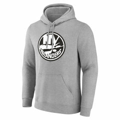 New York Islanders Big & Tall Personalized Name & Number Monochrome Pullover Hoodie - Gray Hoodies