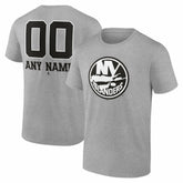 New York Islanders Big & Tall Personalized Name & Number Monochrome T-Shirt - Gray T-shirts