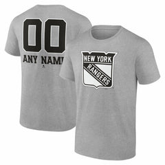 New York Rangers Big & Tall Personalized Name & Number Monochrome T-Shirt - Gray T-shirts