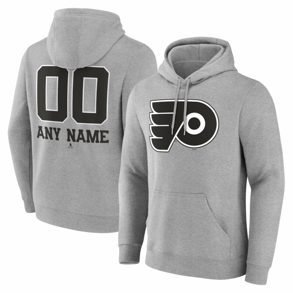 Philadelphia Flyers Big & Tall Personalized Name & Number Monochrome Pullover Hoodie - Gray Hoodies