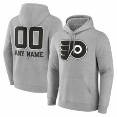 Philadelphia Flyers Big & Tall Personalized Name & Number Monochrome Pullover Hoodie - Gray Hoodies