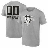 Pittsburgh Penguins Big & Tall Personalized Name & Number Monochrome T-Shirt - Gray T-shirts