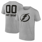 Tampa Bay Lightning Big & Tall Personalized Name & Number Monochrome T-Shirt - Gray T-shirts