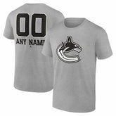 Vancouver Canucks Big & Tall Personalized Name & Number Monochrome T-Shirt - Gray T-shirts
