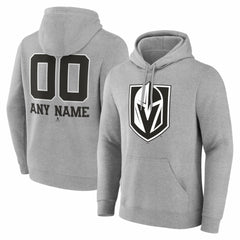Vegas Golden Knights Big & Tall Personalized Name & Number Monochrome Pullover Hoodie - Gray Hoodies