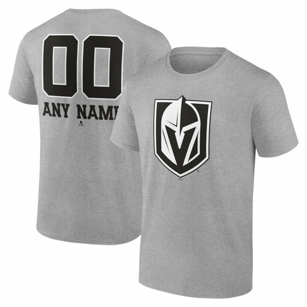 Vegas Golden Knights Big & Tall Personalized Name & Number Monochrome T-Shirt - Gray T-shirts
