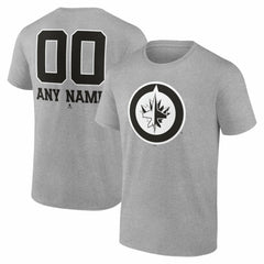 Winnipeg Jets Big & Tall Personalized Name & Number Monochrome T-Shirt - Gray T-shirts