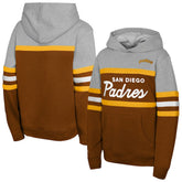 San Diego Padres Youth Cooperstown Head Coach Pullover Hoodie Brown/Grey