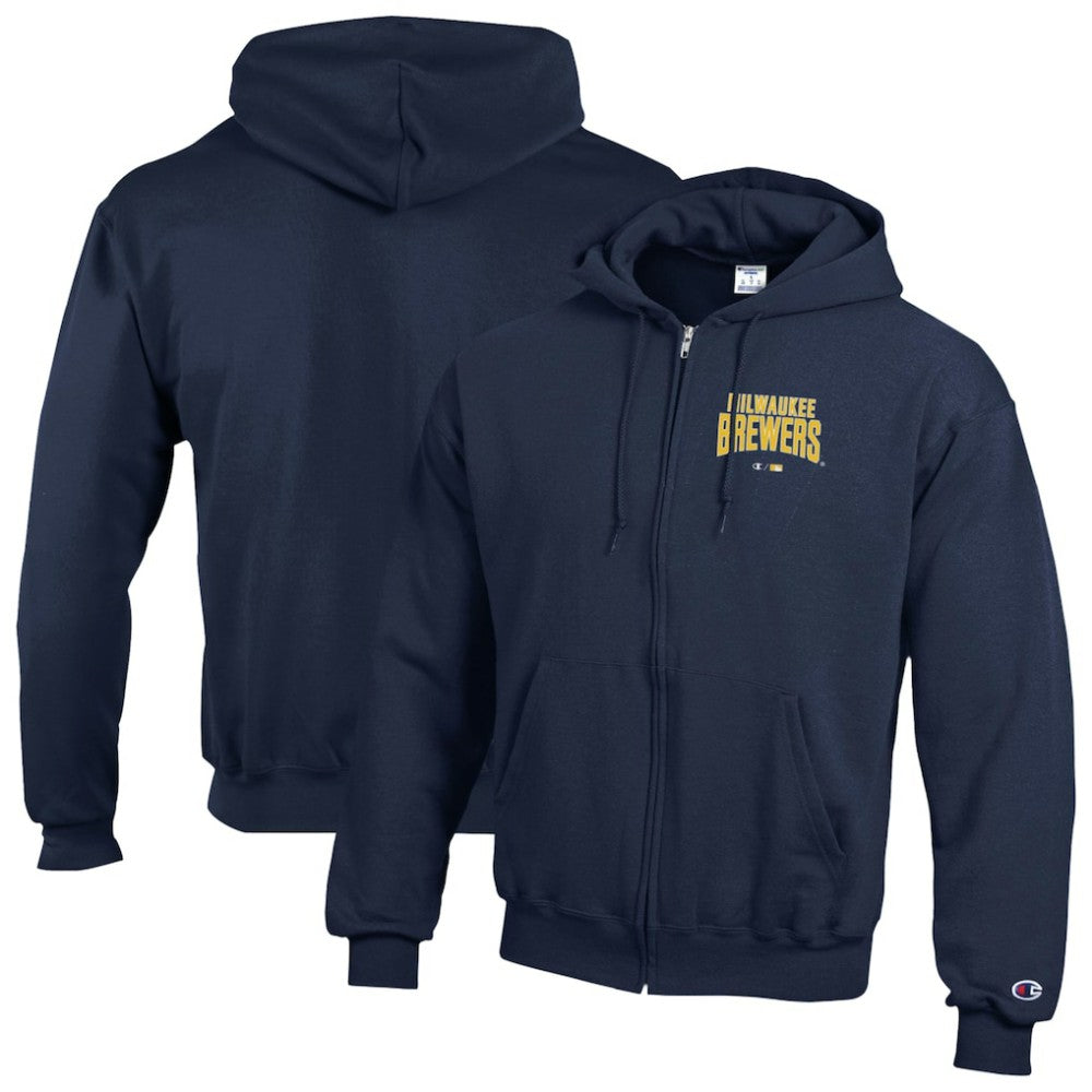 Milwaukee Brewers Champion Eco Powerblend Full-Zip Hoodie Navy