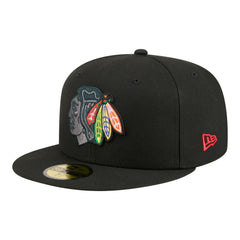 Chicago Blackhawks New Era Color Pop 59FIFTY Fitted Hat - Black Hats