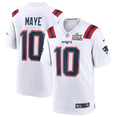 Drake Maye New England Patriots Super Bowl LX Patch Game Jersey - White sale