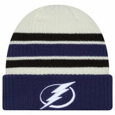 Tampa Bay Lightning New Era Vintage Cuffed Knit Hat - Cream/Blue Hats