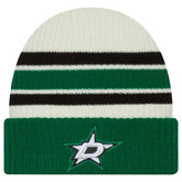Dallas Stars New Era Vintage Cuffed Knit Hat - Cream/Kelly Green Hats
