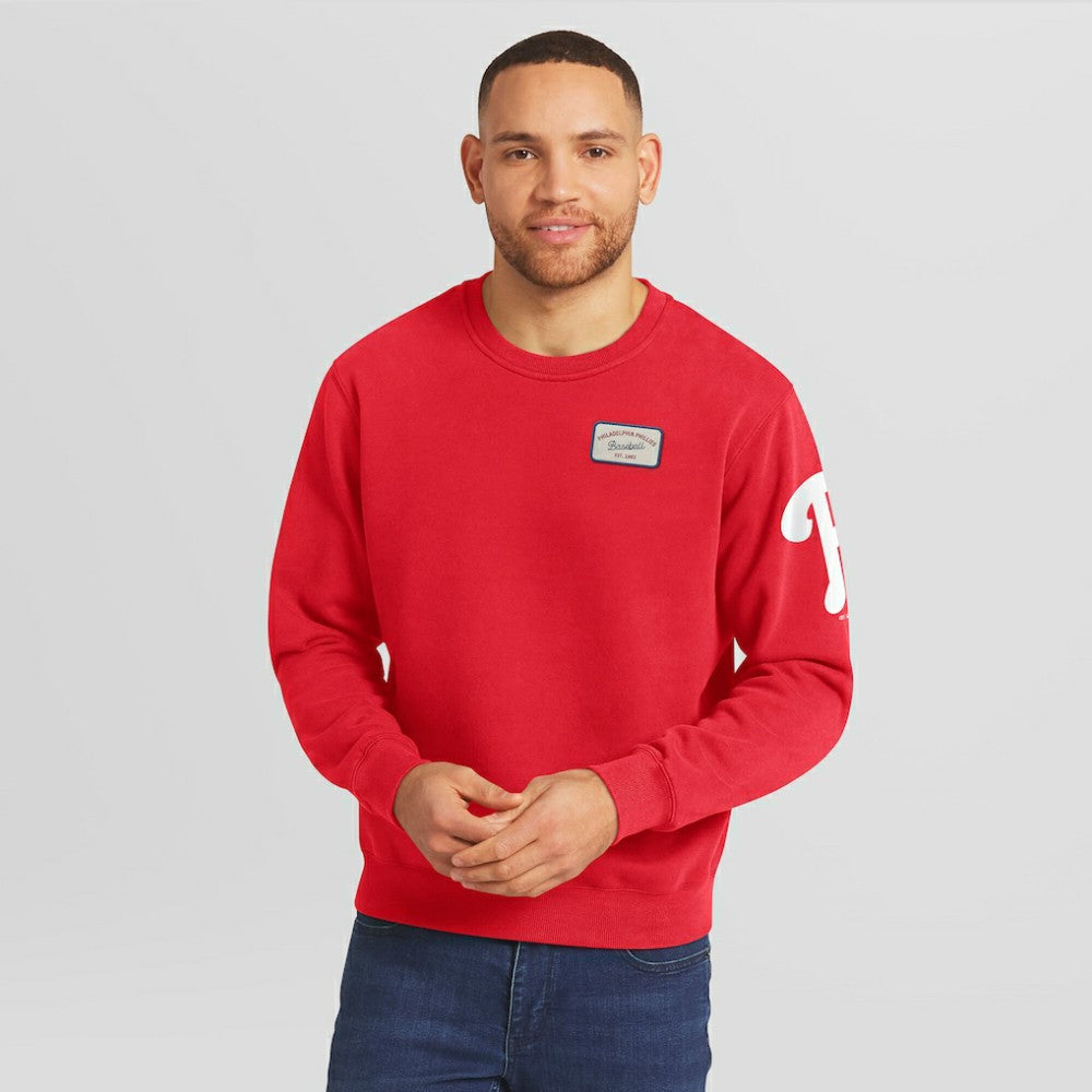 Philadelphia Phillies Darius Rucker Collection Washed Crew Neck Pullover Sweatshirt Red