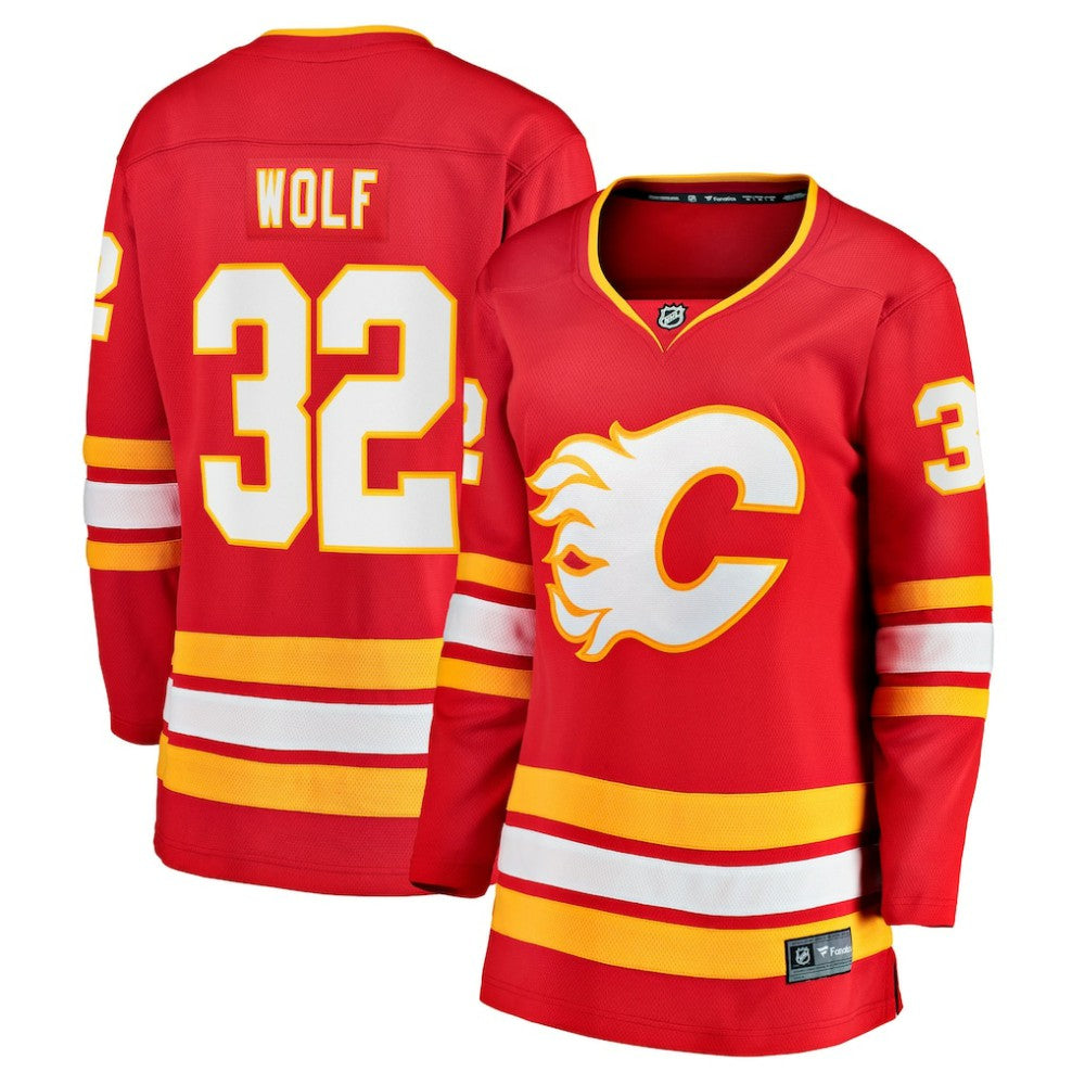 Dustin Wolf Calgary Flames Fanatics Women's Home Breakaway Jersey - Red Jerseys