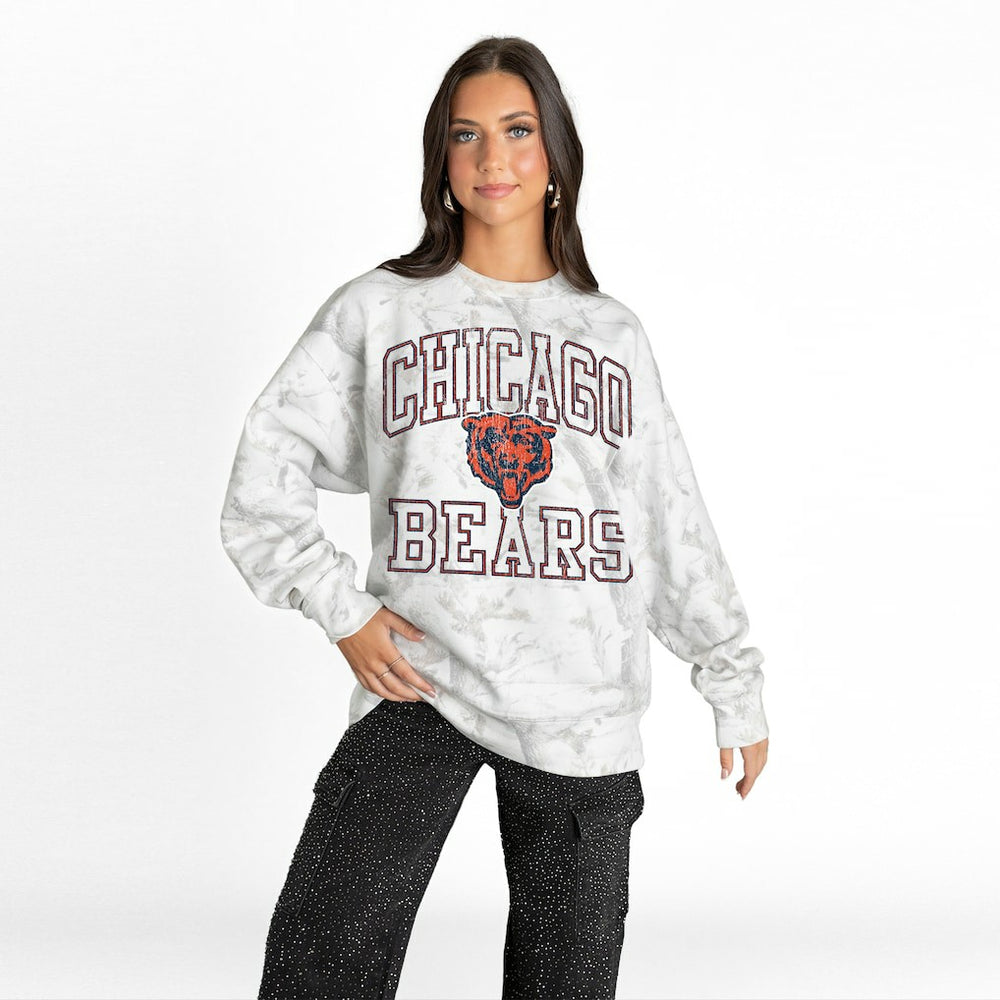 Chicago Bears Gameday Couture Women's Whiteout Oversized Premium Fleece Sweatshirt - Arctic Camo cheap
