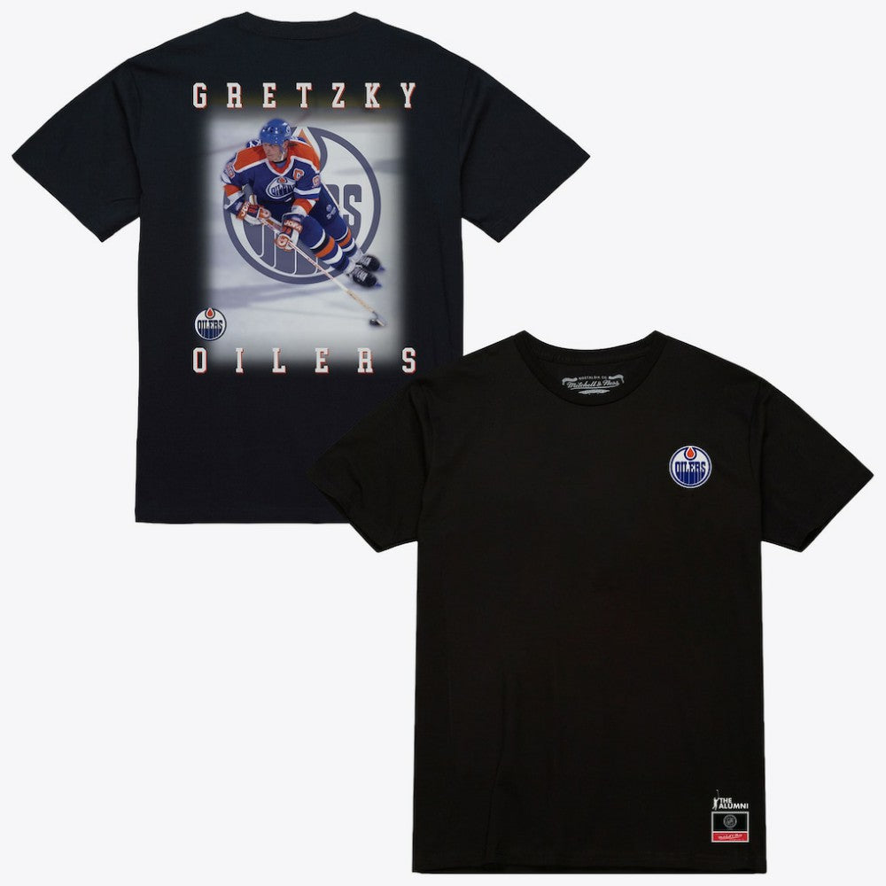 Wayne Gretzky Edmonton Oilers Mitchell & Ness Photo T-Shirt - Black T-shirts