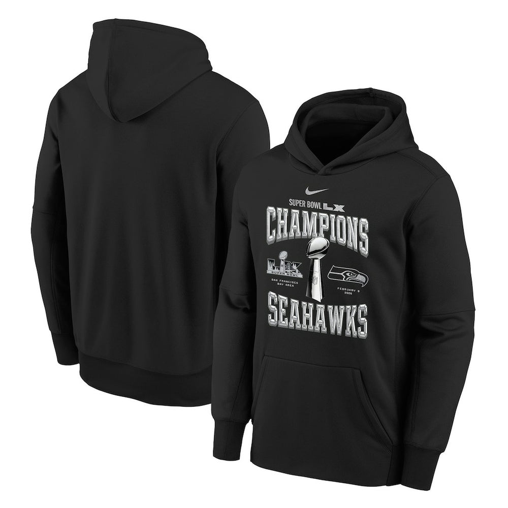 Seattle Seahawks Youth Super Bowl LX Champions Locker Room Trophy Collection Authentic Hoodie - Black sale
